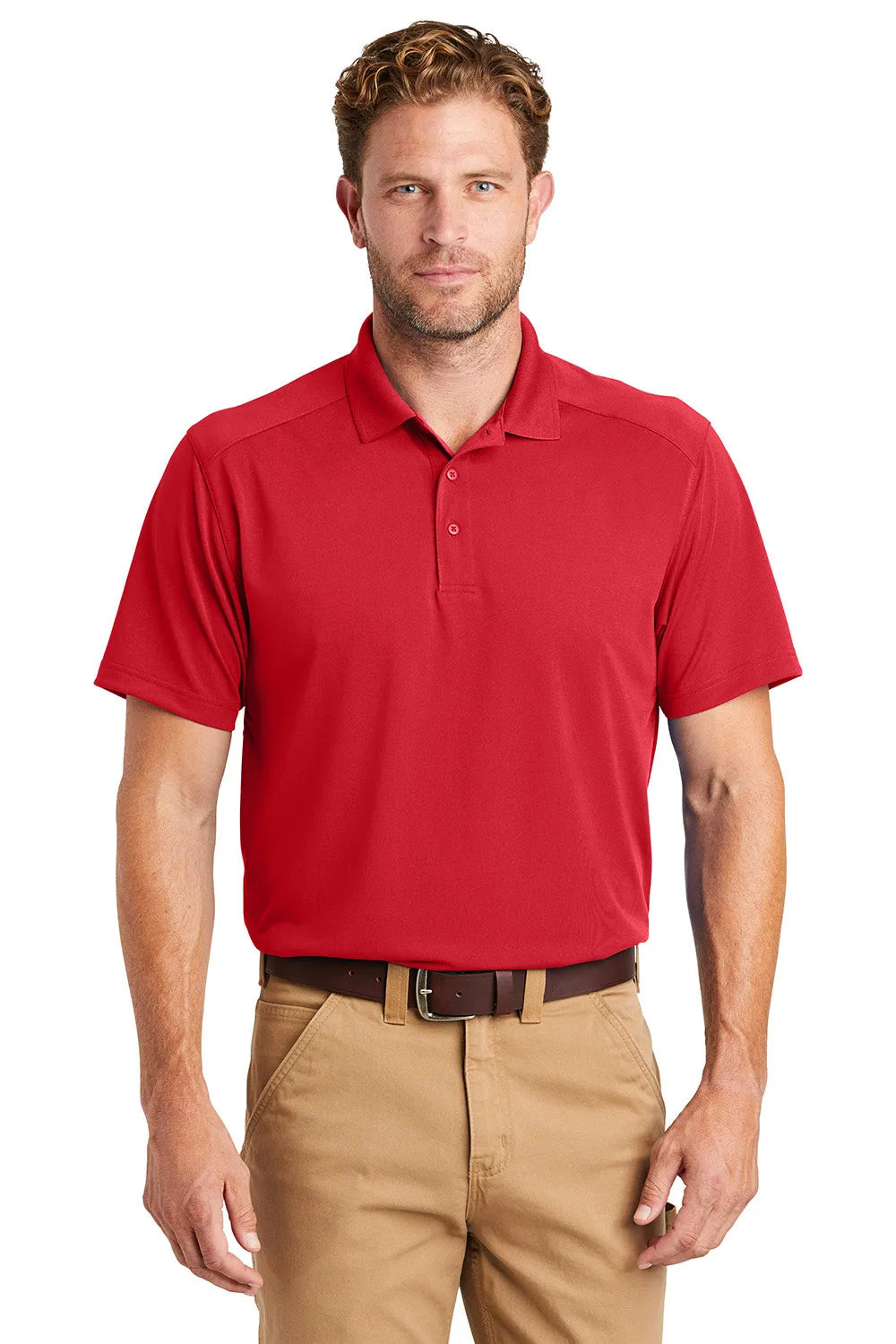 CornerStone Mens Select Moisture Wicking Short Sleeve Polo Shirt - Red  Cheaper Clothing Cornerstone