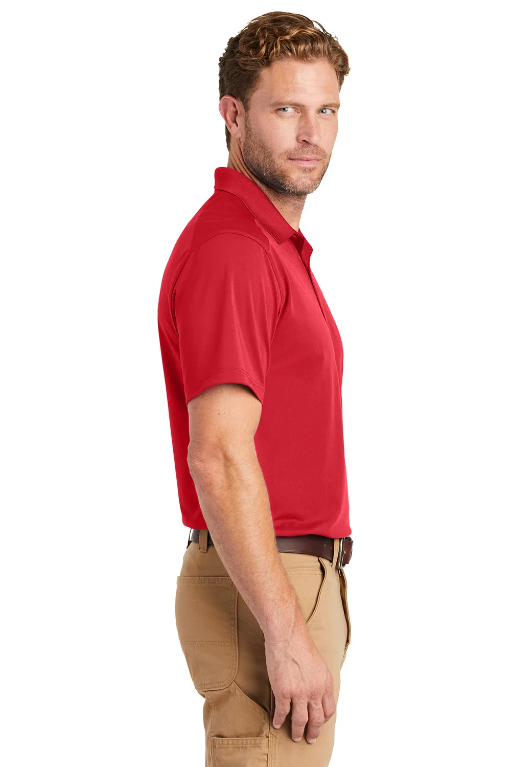 CornerStone Mens Select Moisture Wicking Short Sleeve Polo Shirt - Red  Cheaper Clothing Cornerstone