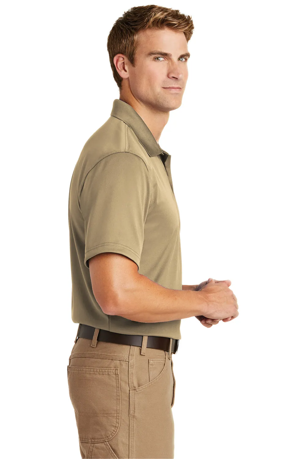 CornerStone Mens Select Moisture Wicking Short Sleeve Polo Shirt - Tan  Cheaper Clothing Cornerstone