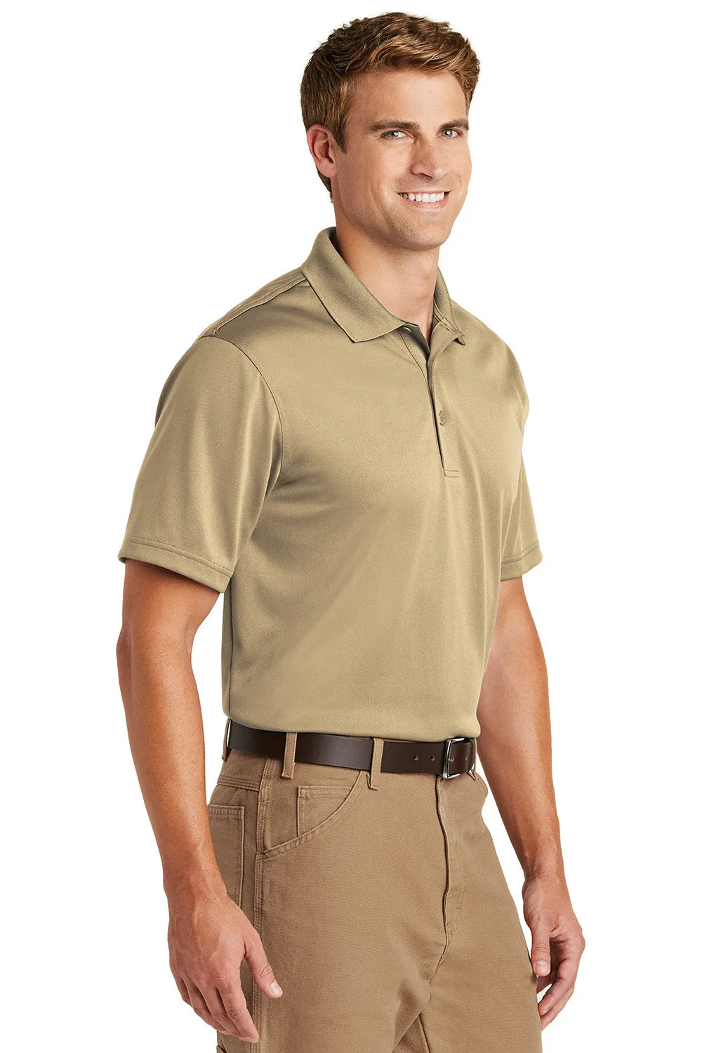 CornerStone Mens Select Moisture Wicking Short Sleeve Polo Shirt - Tan  Cheaper Clothing Cornerstone