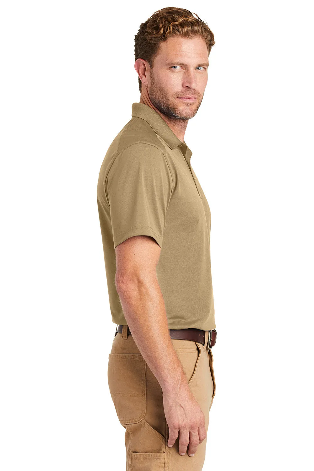 CornerStone Mens Select Moisture Wicking Short Sleeve Polo Shirt - Tan  Cheaper Clothing Cornerstone