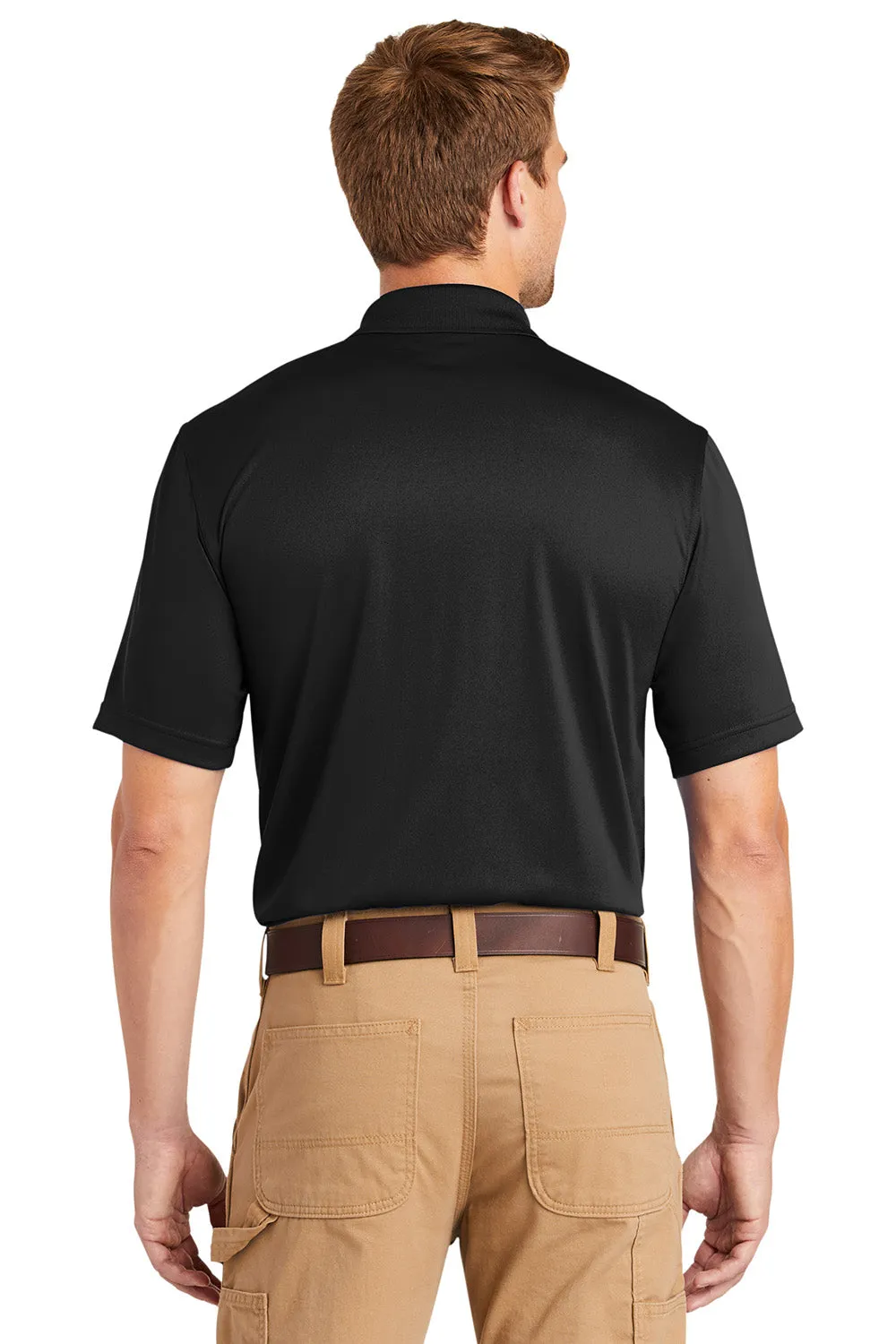 CornerStone Mens Select Moisture Wicking Short Sleeve Polo Shirt w/ Pocket - Black  Cheaper Clothing Cornerstone