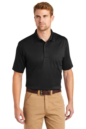 CornerStone Mens Select Moisture Wicking Short Sleeve Polo Shirt w/ Pocket - Black  Cheaper Clothing Cornerstone
