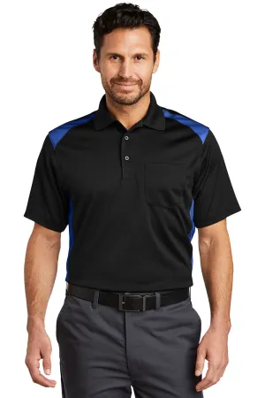 CornerStone Mens Select Moisture Wicking Short Sleeve Polo Shirt w/ Pocket - Black/Royal Blue  Cheaper Clothing Cornerstone