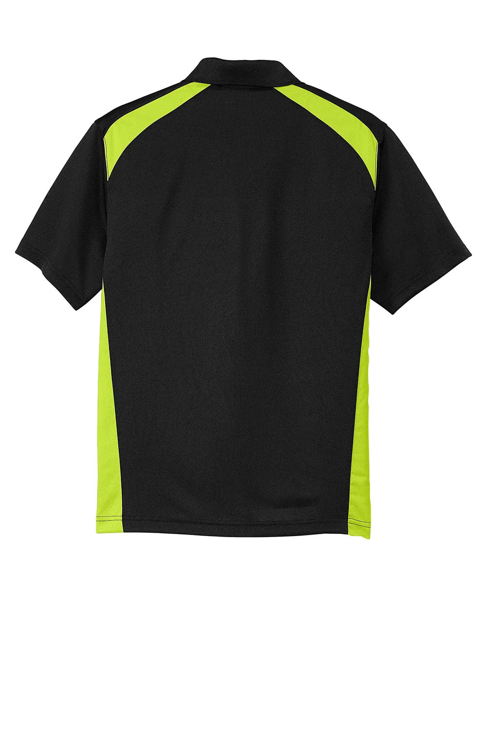 CornerStone Mens Select Moisture Wicking Short Sleeve Polo Shirt w/ Pocket - Black/Shock Green  Cheaper Clothing Cornerstone