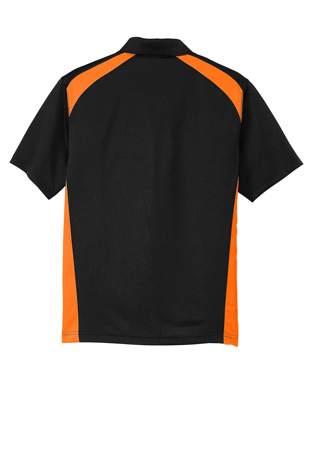 CornerStone Mens Select Moisture Wicking Short Sleeve Polo Shirt w/ Pocket - Black/Shock Orange  Cheaper Clothing Cornerstone