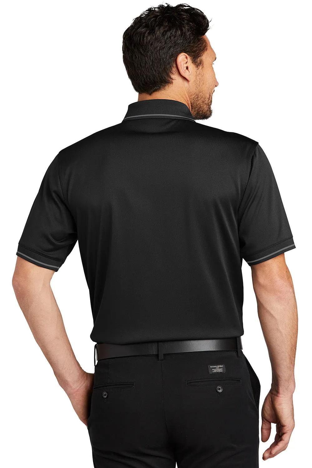 CornerStone Mens Select Moisture Wicking Short Sleeve Polo Shirt w/ Pocket - Black/Smoke Grey  Cheaper Clothing Cornerstone