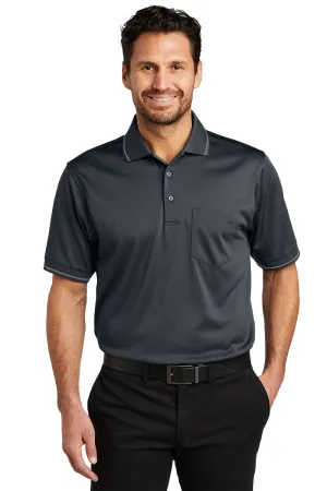 CornerStone Mens Select Moisture Wicking Short Sleeve Polo Shirt w/ Pocket - Charcoal Grey/Light Grey  Cheaper Clothing Cornerstone