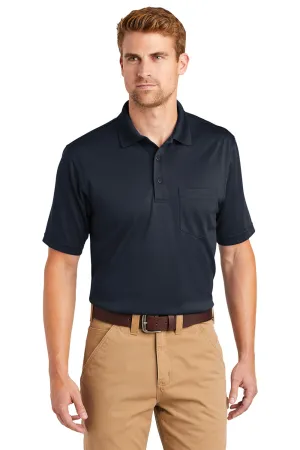 CornerStone Mens Select Moisture Wicking Short Sleeve Polo Shirt w/ Pocket - Dark Navy Blue  Cheaper Clothing Cornerstone