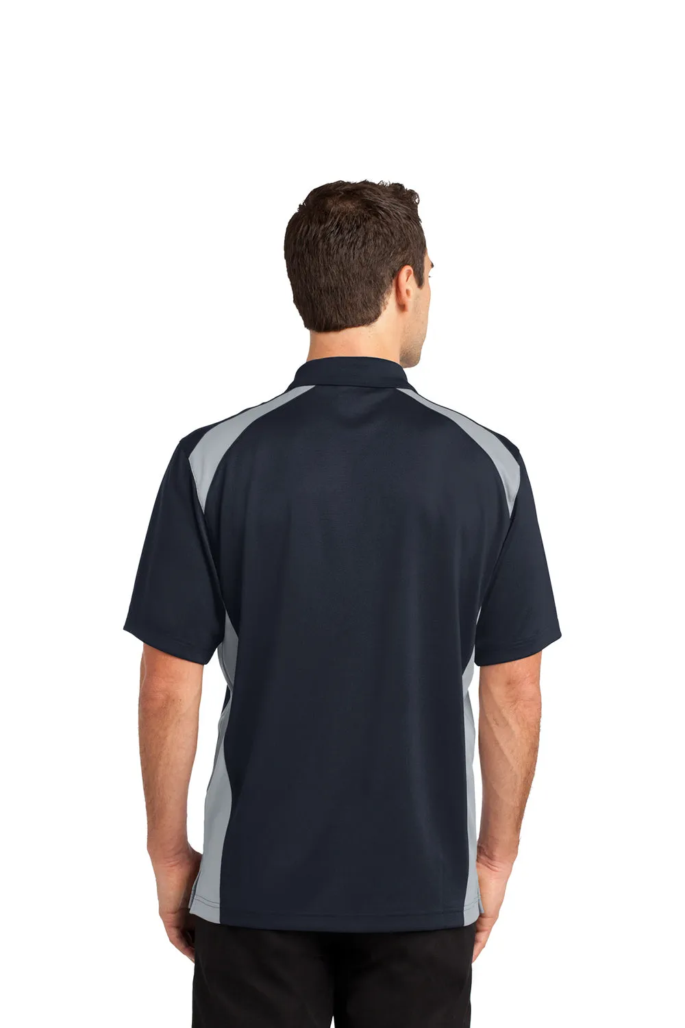 CornerStone Mens Select Moisture Wicking Short Sleeve Polo Shirt w/ Pocket - Dark Navy Blue/Light Grey  Cheaper Clothing Cornerstone
