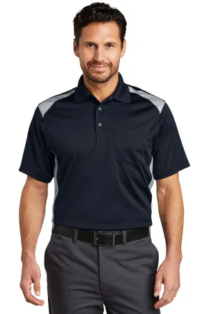 CornerStone Mens Select Moisture Wicking Short Sleeve Polo Shirt w/ Pocket - Dark Navy Blue/Light Grey  Cheaper Clothing Cornerstone
