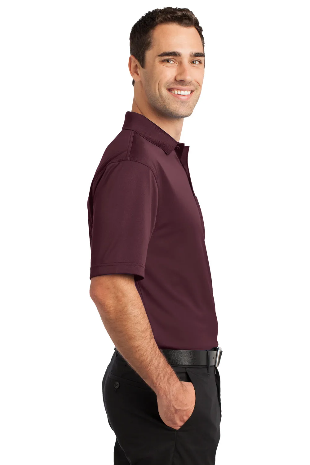 CornerStone Mens Select Moisture Wicking Short Sleeve Polo Shirt w/ Pocket - Maroon - Closeout  Cheaper Clothing Cornerstone