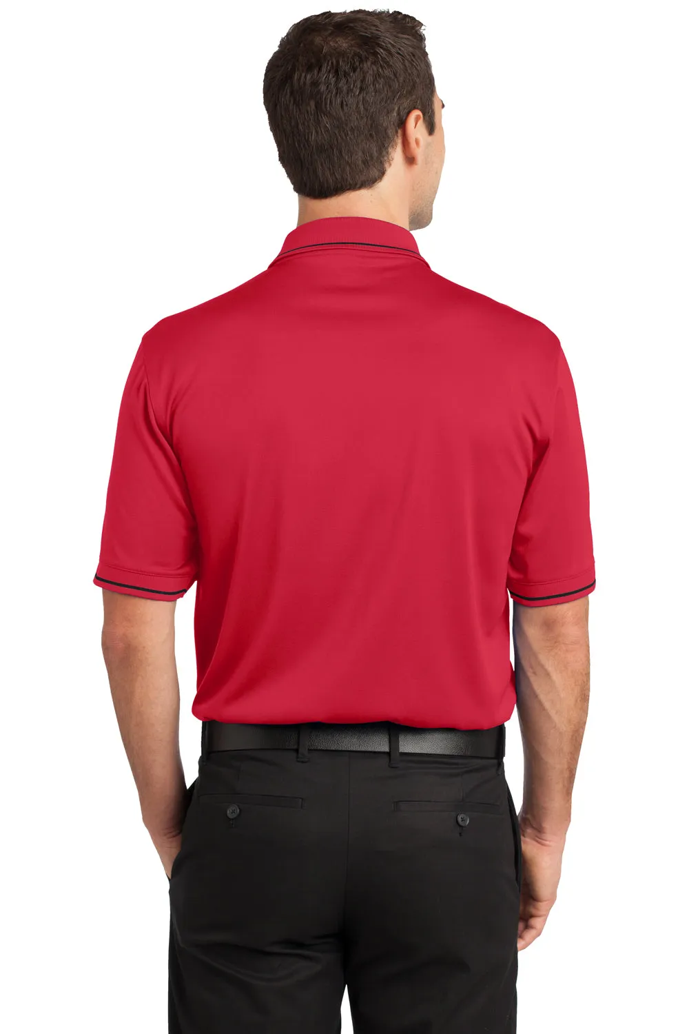 CornerStone Mens Select Moisture Wicking Short Sleeve Polo Shirt w/ Pocket - Red/Black - Closeout  Cheaper Clothing Cornerstone