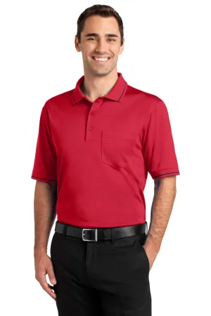 CornerStone Mens Select Moisture Wicking Short Sleeve Polo Shirt w/ Pocket - Red/Black - Closeout  Cheaper Clothing Cornerstone