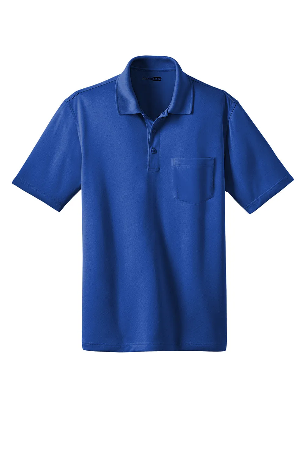 CornerStone Mens Select Moisture Wicking Short Sleeve Polo Shirt w/ Pocket - Royal Blue  Cheaper Clothing Cornerstone