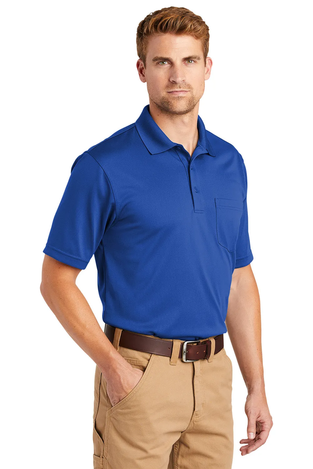 CornerStone Mens Select Moisture Wicking Short Sleeve Polo Shirt w/ Pocket - Royal Blue  Cheaper Clothing Cornerstone