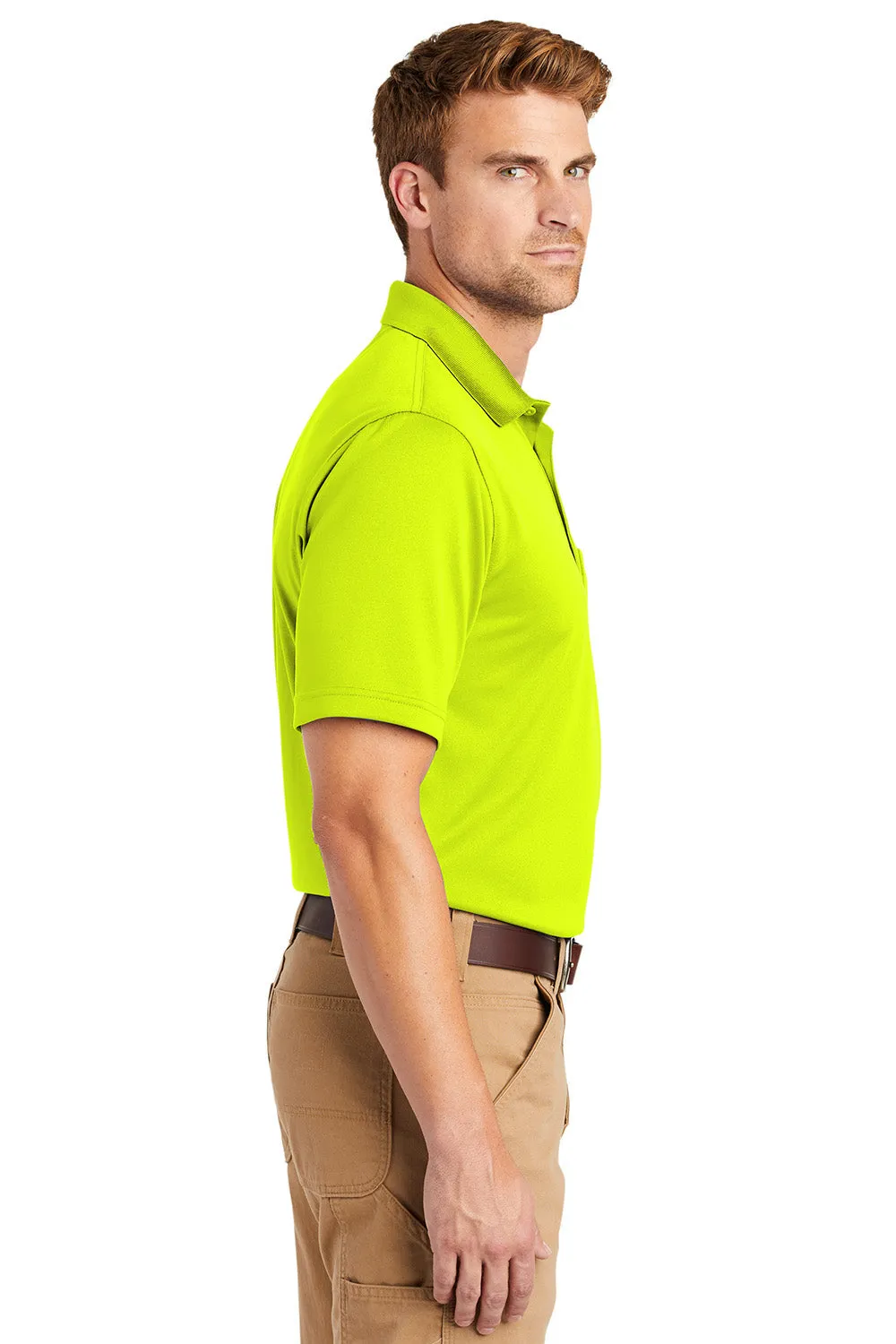 CornerStone Mens Select Moisture Wicking Short Sleeve Polo Shirt w/ Pocket - Safety Yellow  Cheaper Clothing Cornerstone