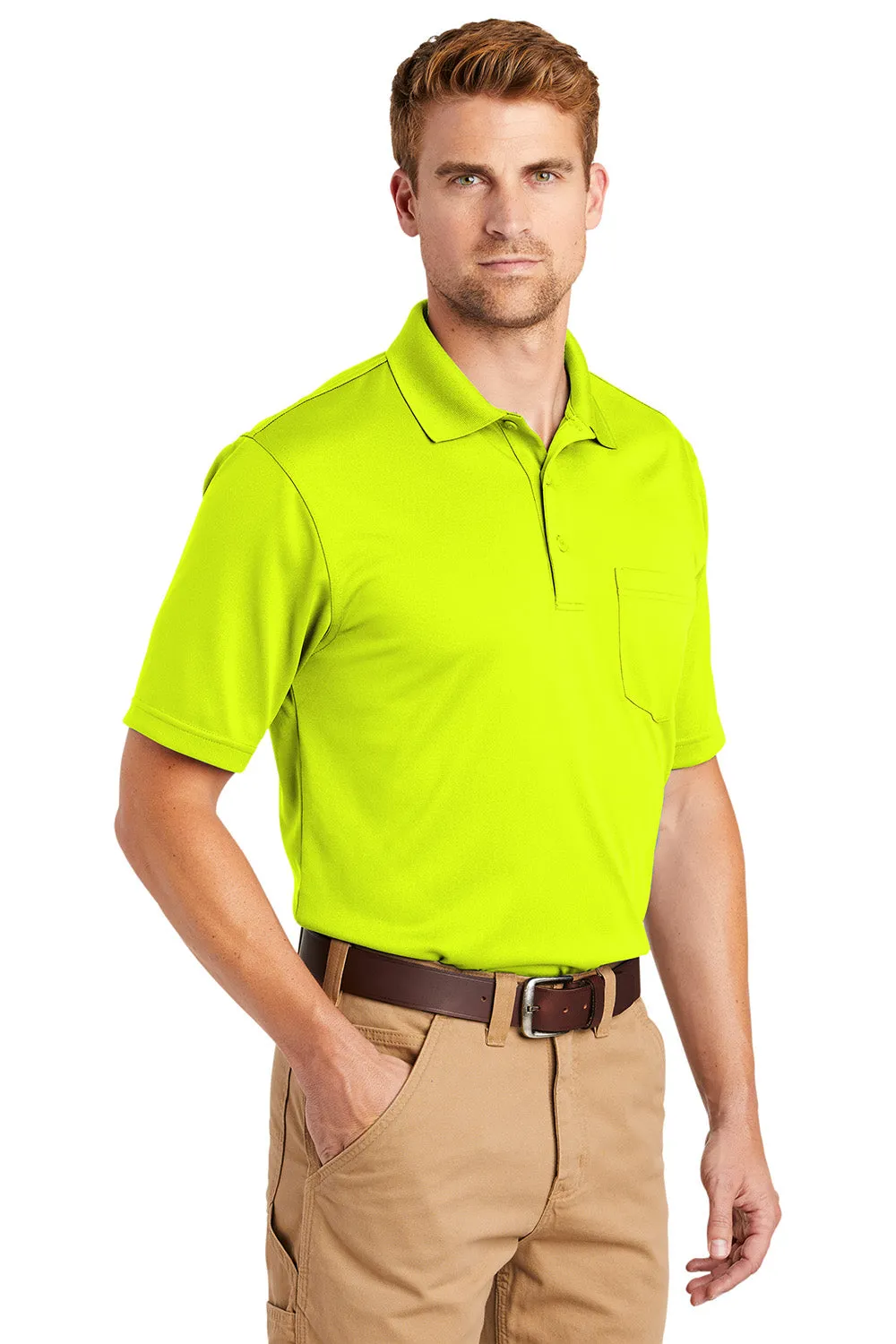 CornerStone Mens Select Moisture Wicking Short Sleeve Polo Shirt w/ Pocket - Safety Yellow  Cheaper Clothing Cornerstone
