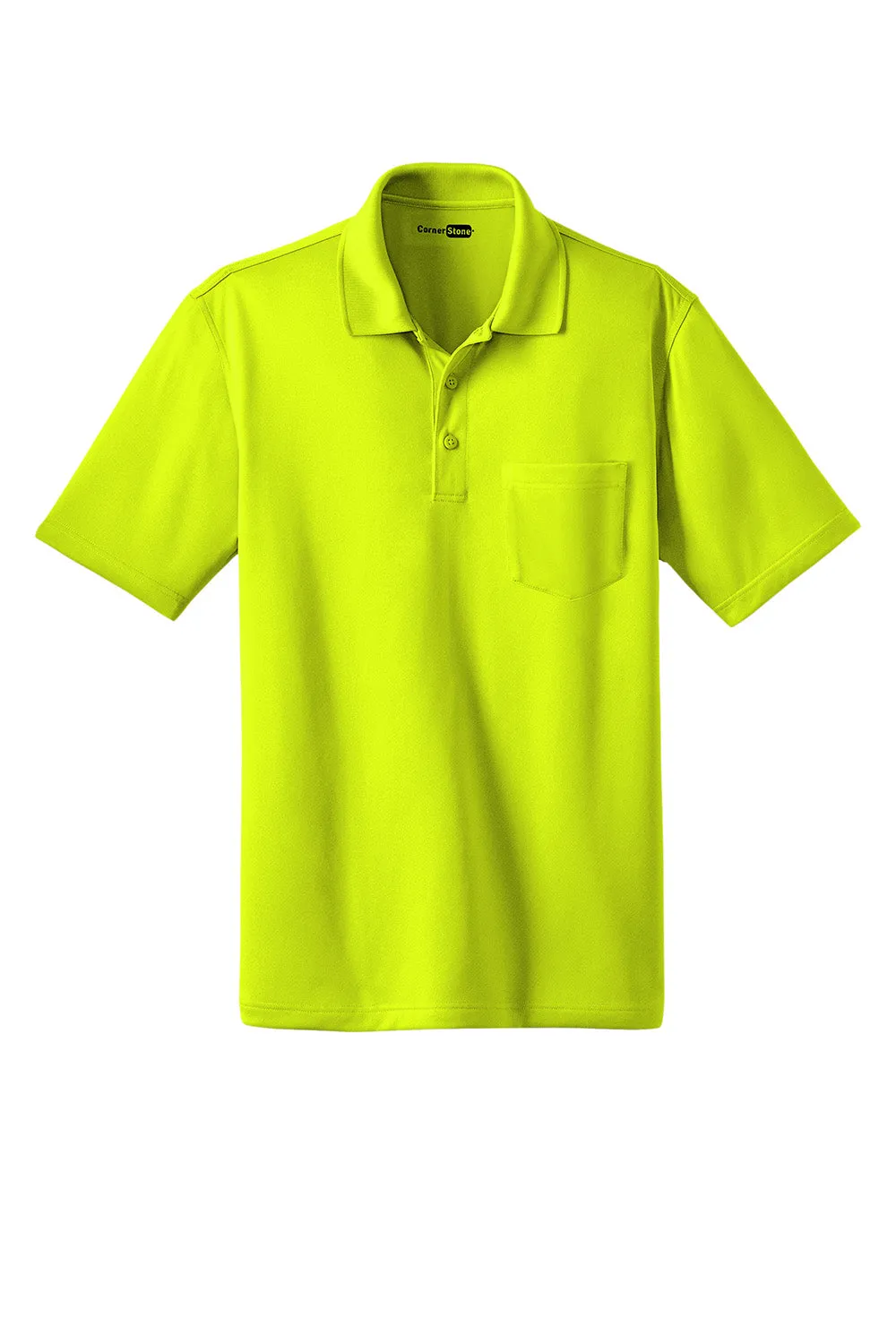 CornerStone Mens Select Moisture Wicking Short Sleeve Polo Shirt w/ Pocket - Safety Yellow  Cheaper Clothing Cornerstone