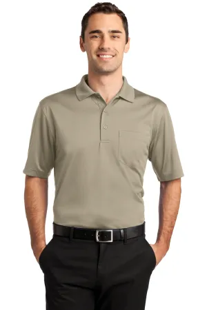 CornerStone Mens Select Moisture Wicking Short Sleeve Polo Shirt w/ Pocket - Tan - Closeout  Cheaper Clothing Cornerstone