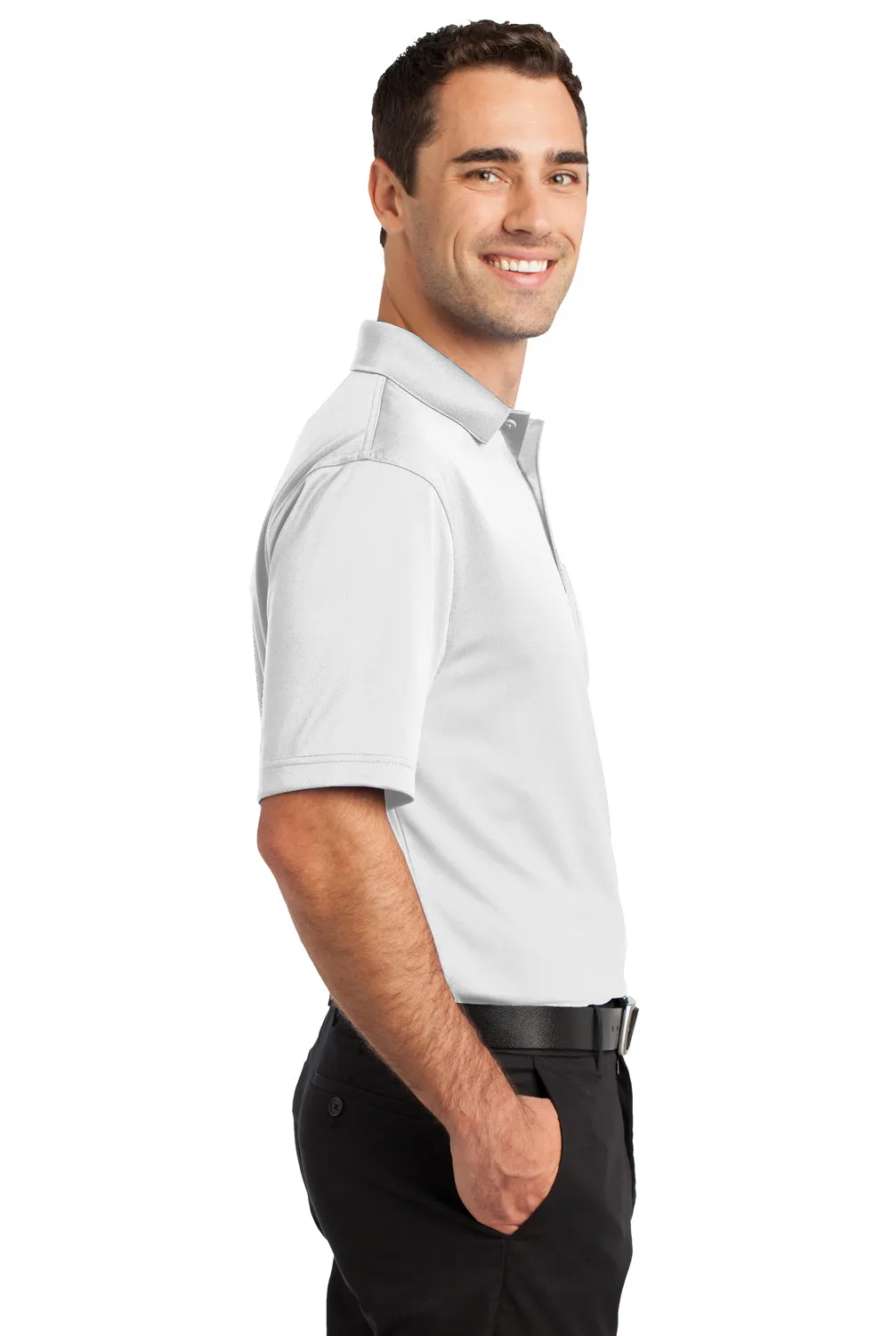 CornerStone Mens Select Moisture Wicking Short Sleeve Polo Shirt w/ Pocket - White - Closeout  Cheaper Clothing Cornerstone