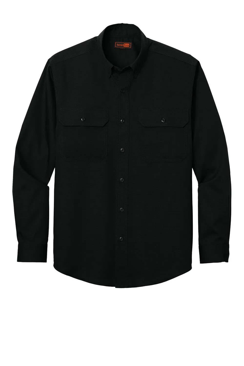 CornerStone Mens Select Ripstop Stain Resistant Long Sleeve Button Down Shirt w/ Pockets - Black  Cheaper Clothing Cornerstone