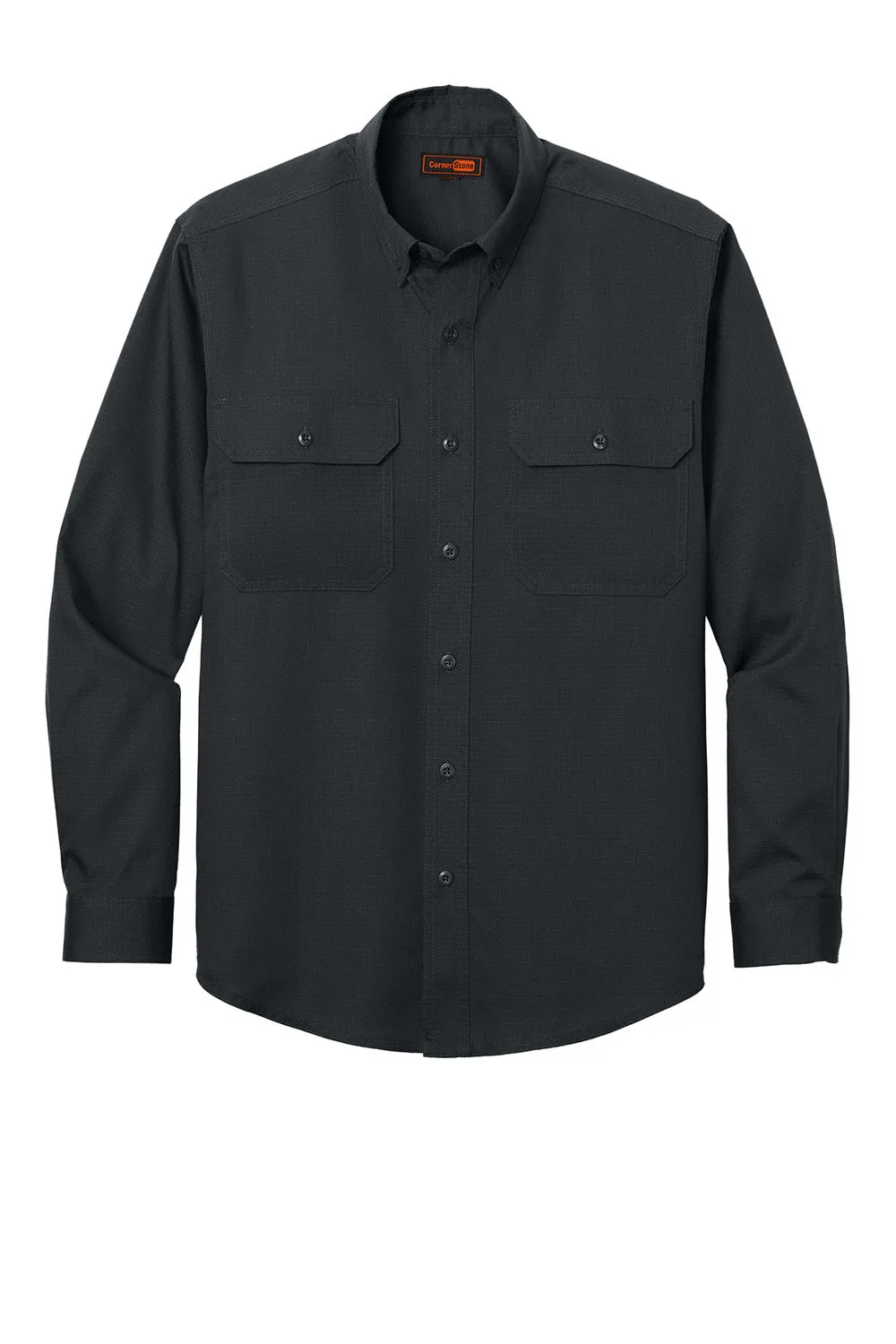 CornerStone Mens Select Ripstop Stain Resistant Long Sleeve Button Down Shirt w/ Pockets - Echo Steel Grey  Cheaper Clothing Cornerstone