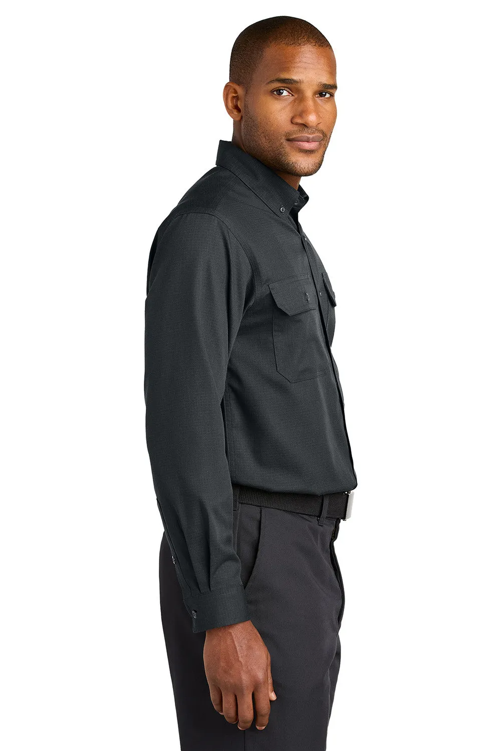 CornerStone Mens Select Ripstop Stain Resistant Long Sleeve Button Down Shirt w/ Pockets - Echo Steel Grey  Cheaper Clothing Cornerstone
