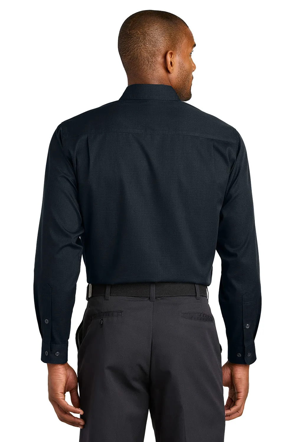 CornerStone Mens Select Ripstop Stain Resistant Long Sleeve Button Down Shirt w/ Pockets - Navy Blue  Cheaper Clothing Cornerstone
