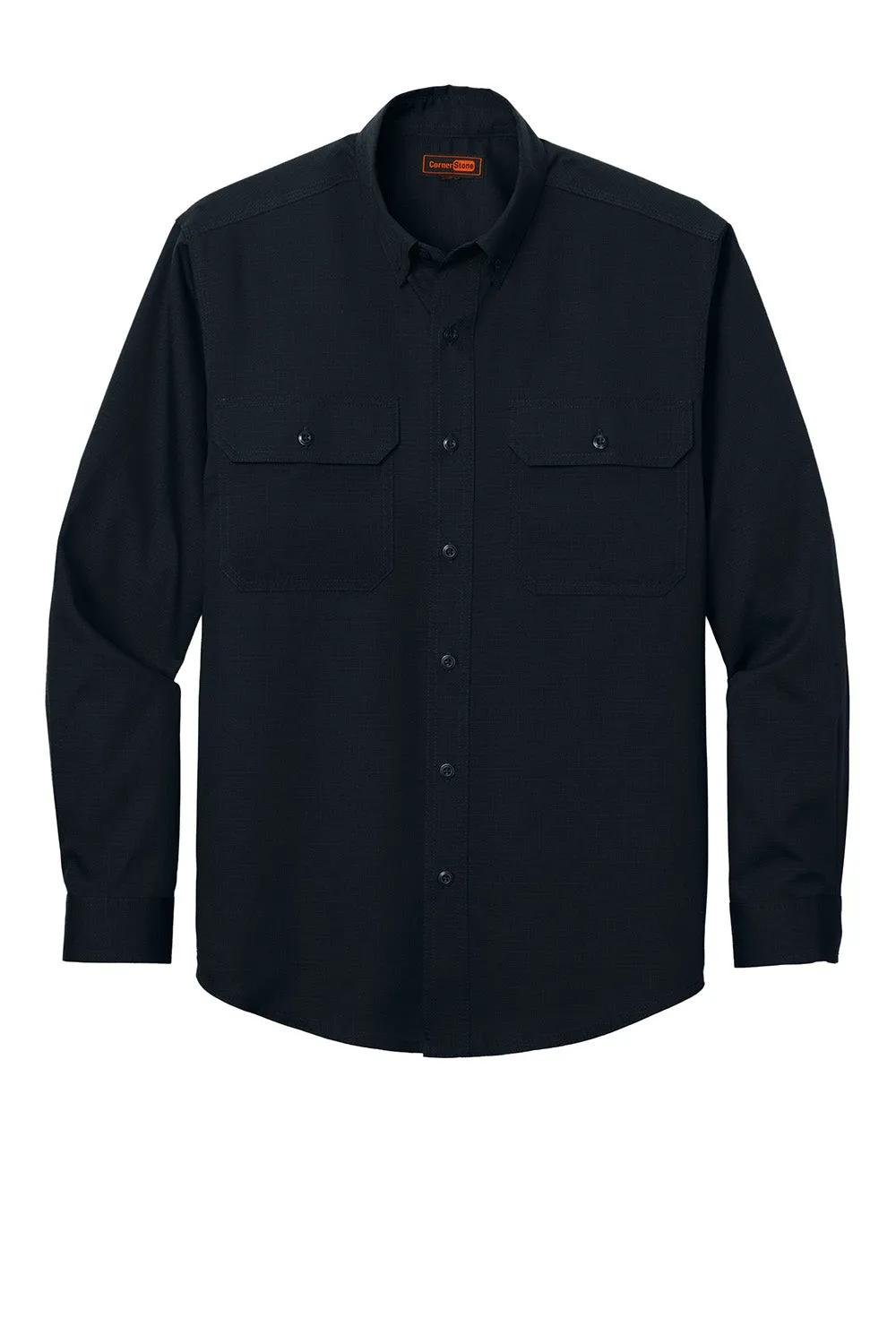 CornerStone Mens Select Ripstop Stain Resistant Long Sleeve Button Down Shirt w/ Pockets - Navy Blue  Cheaper Clothing Cornerstone