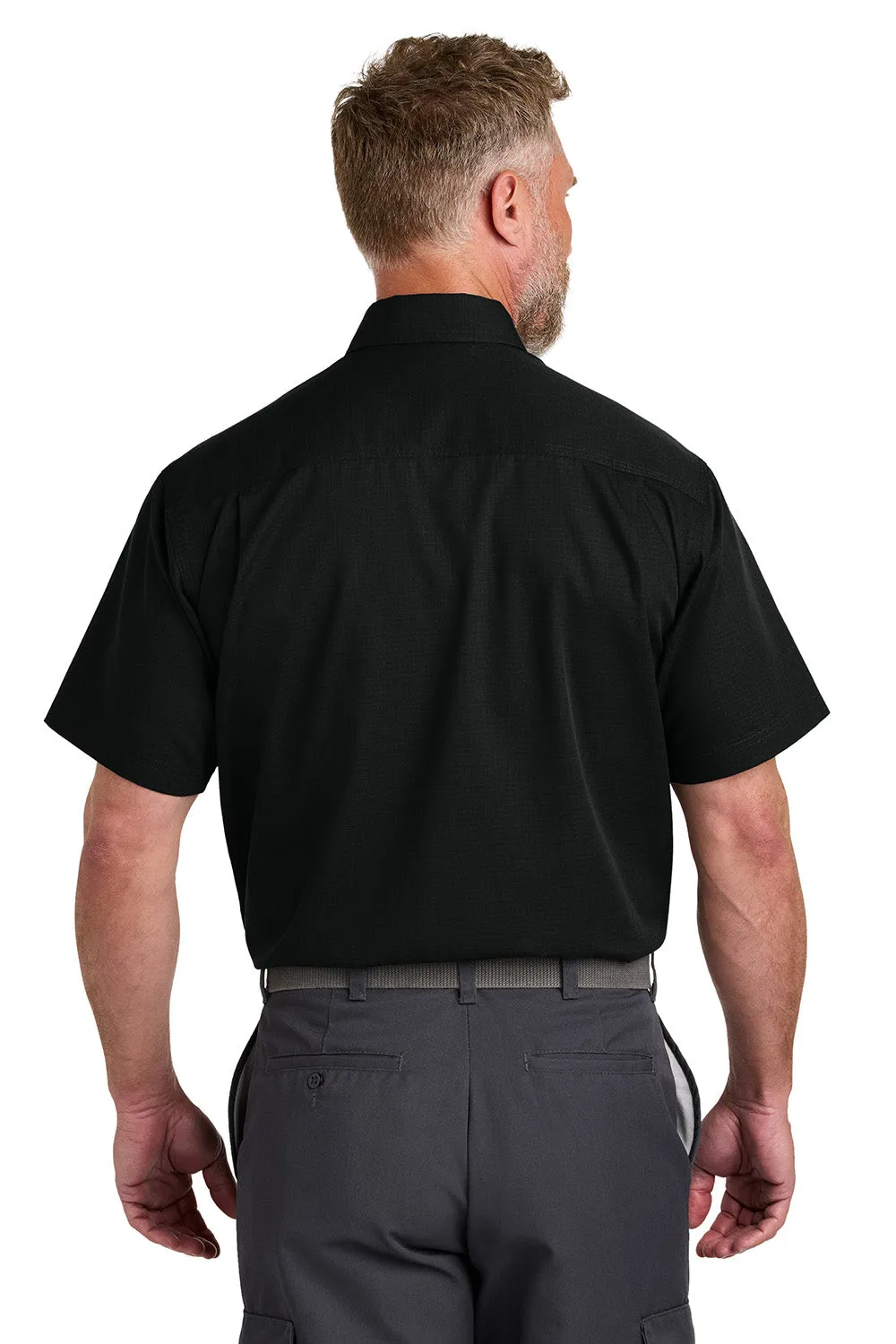 CornerStone Mens Select Ripstop Stain Resistant Short Sleeve Button Down Shirt w/ Pockets - Black  Cheaper Clothing Cornerstone
