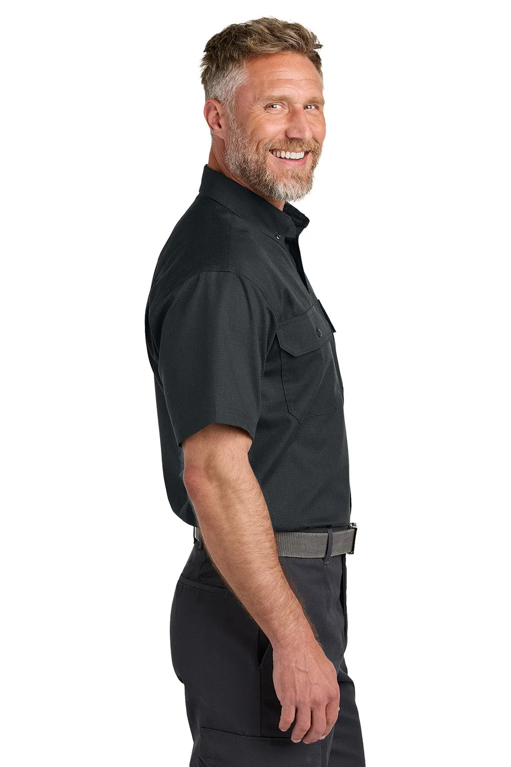 CornerStone Mens Select Ripstop Stain Resistant Short Sleeve Button Down Shirt w/ Pockets - Echo Steel Grey  Cheaper Clothing Cornerstone
