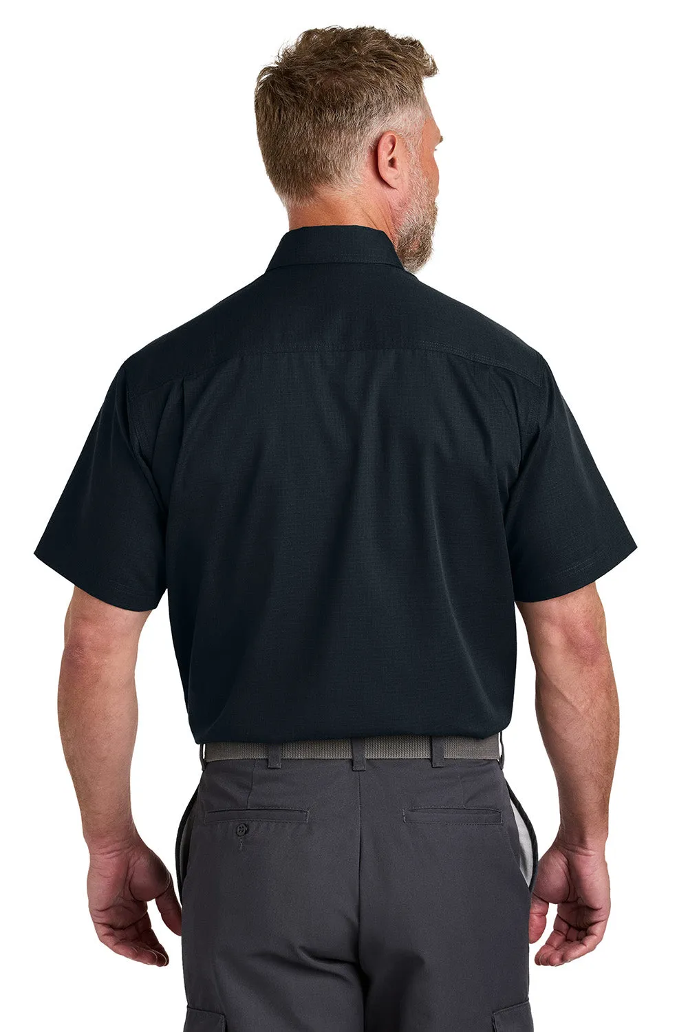 CornerStone Mens Select Ripstop Stain Resistant Short Sleeve Button Down Shirt w/ Pockets - Navy Blue  Cheaper Clothing Cornerstone
