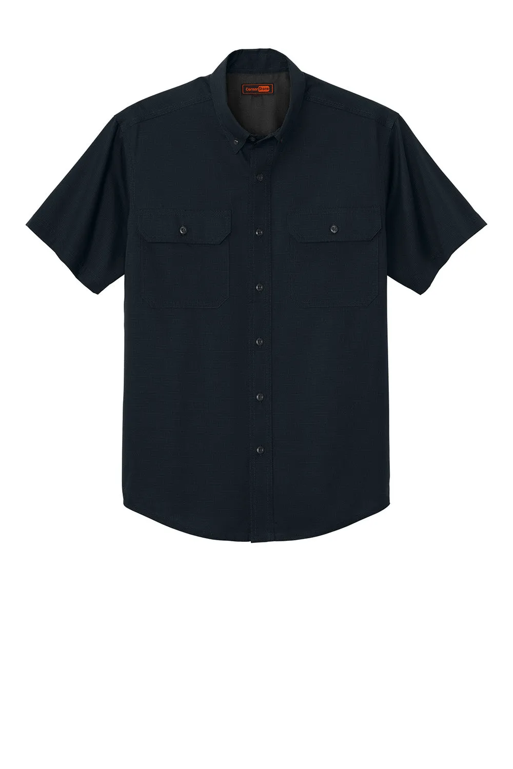 CornerStone Mens Select Ripstop Stain Resistant Short Sleeve Button Down Shirt w/ Pockets - Navy Blue  Cheaper Clothing Cornerstone