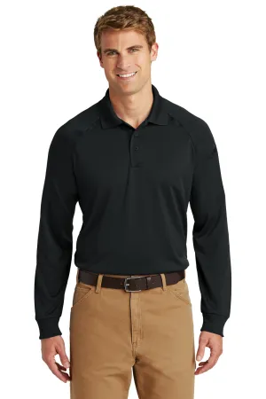 CornerStone Mens Select Tactical Moisture Wicking Long Sleeve Polo Shirt - Black  Cheaper Clothing Cornerstone