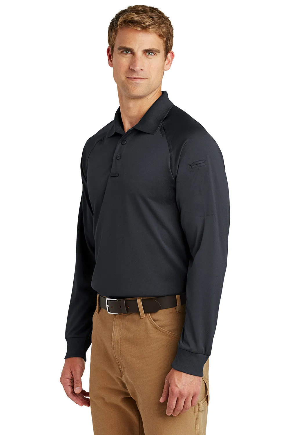 CornerStone Mens Select Tactical Moisture Wicking Long Sleeve Polo Shirt - Charcoal Grey  Cheaper Clothing Cornerstone