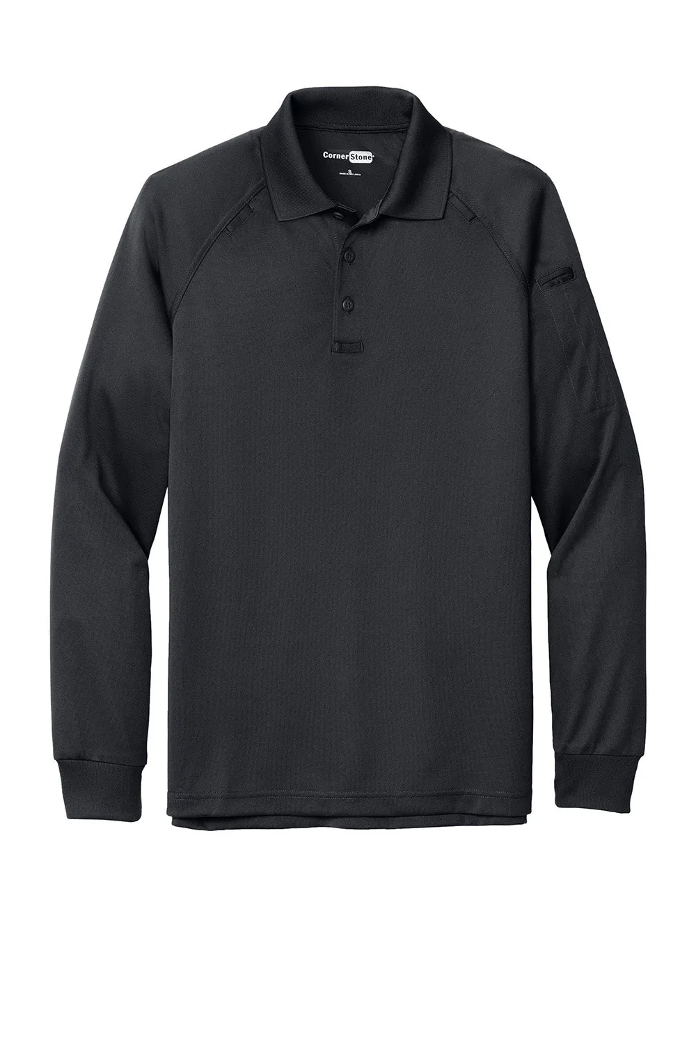 CornerStone Mens Select Tactical Moisture Wicking Long Sleeve Polo Shirt - Charcoal Grey  Cheaper Clothing Cornerstone