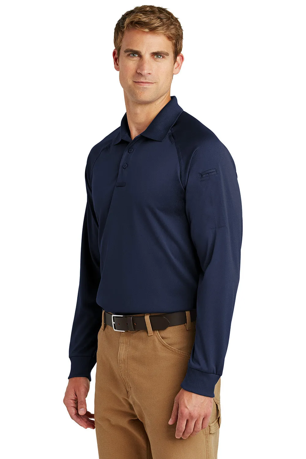 CornerStone Mens Select Tactical Moisture Wicking Long Sleeve Polo Shirt - Dark Navy Blue  Cheaper Clothing Cornerstone