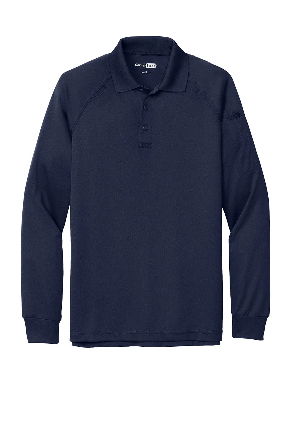 CornerStone Mens Select Tactical Moisture Wicking Long Sleeve Polo Shirt - Dark Navy Blue  Cheaper Clothing Cornerstone