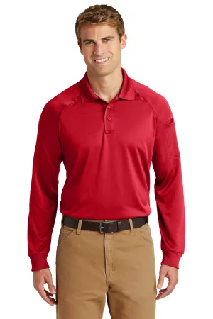 CornerStone Mens Select Tactical Moisture Wicking Long Sleeve Polo Shirt - Red  Cheaper Clothing Cornerstone