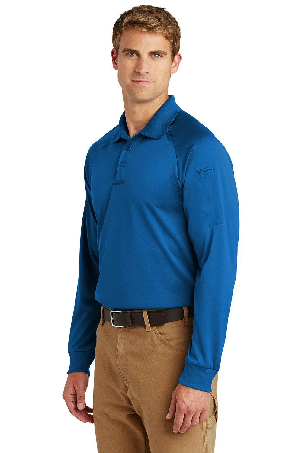 CornerStone Mens Select Tactical Moisture Wicking Long Sleeve Polo Shirt - Royal Blue  Cheaper Clothing Cornerstone