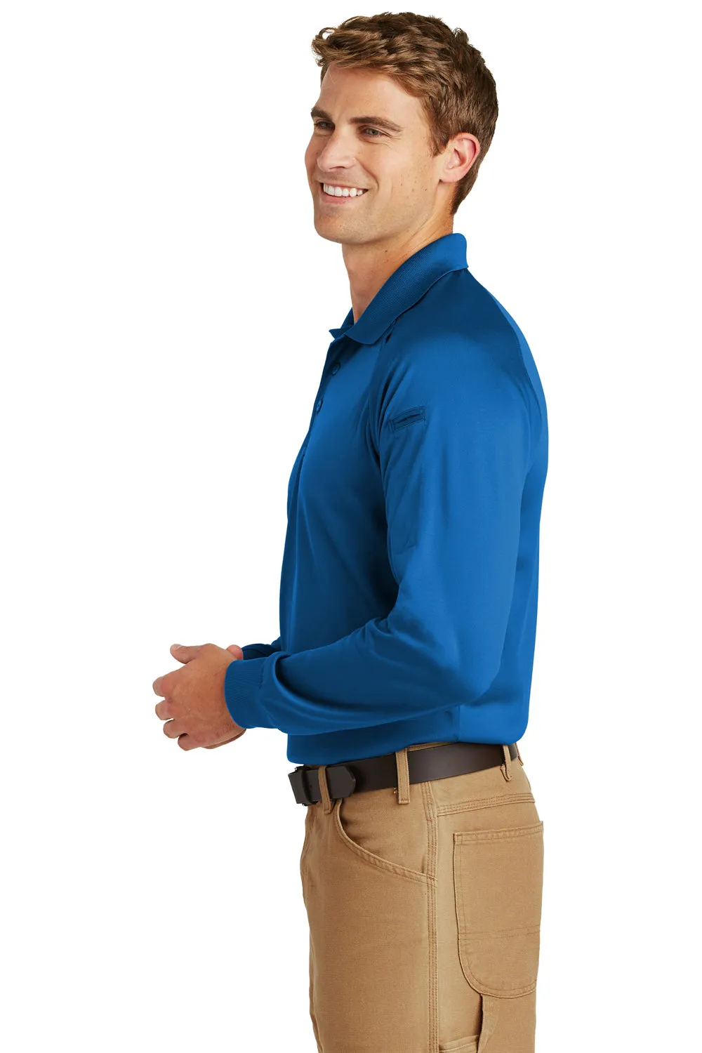 CornerStone Mens Select Tactical Moisture Wicking Long Sleeve Polo Shirt - Royal Blue  Cheaper Clothing Cornerstone