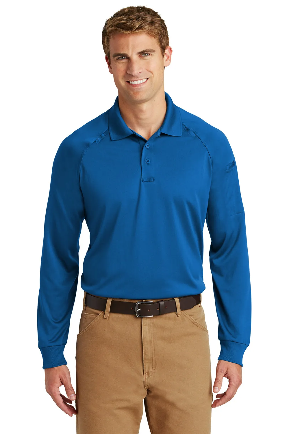 CornerStone Mens Select Tactical Moisture Wicking Long Sleeve Polo Shirt - Royal Blue  Cheaper Clothing Cornerstone