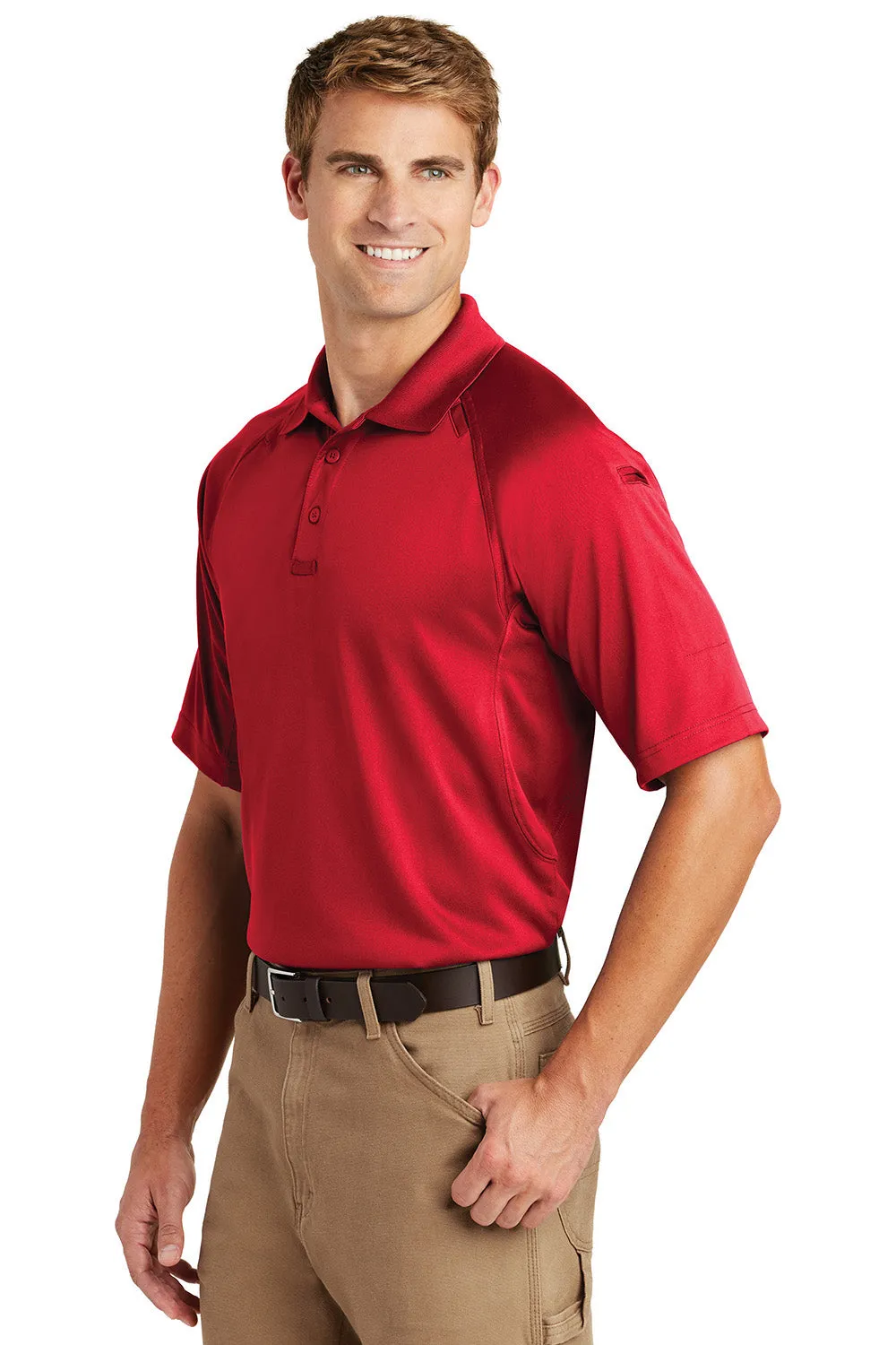 CornerStone Mens Select Tactical Moisture Wicking Short Sleeve Polo Shirt - Red  Cheaper Clothing Cornerstone