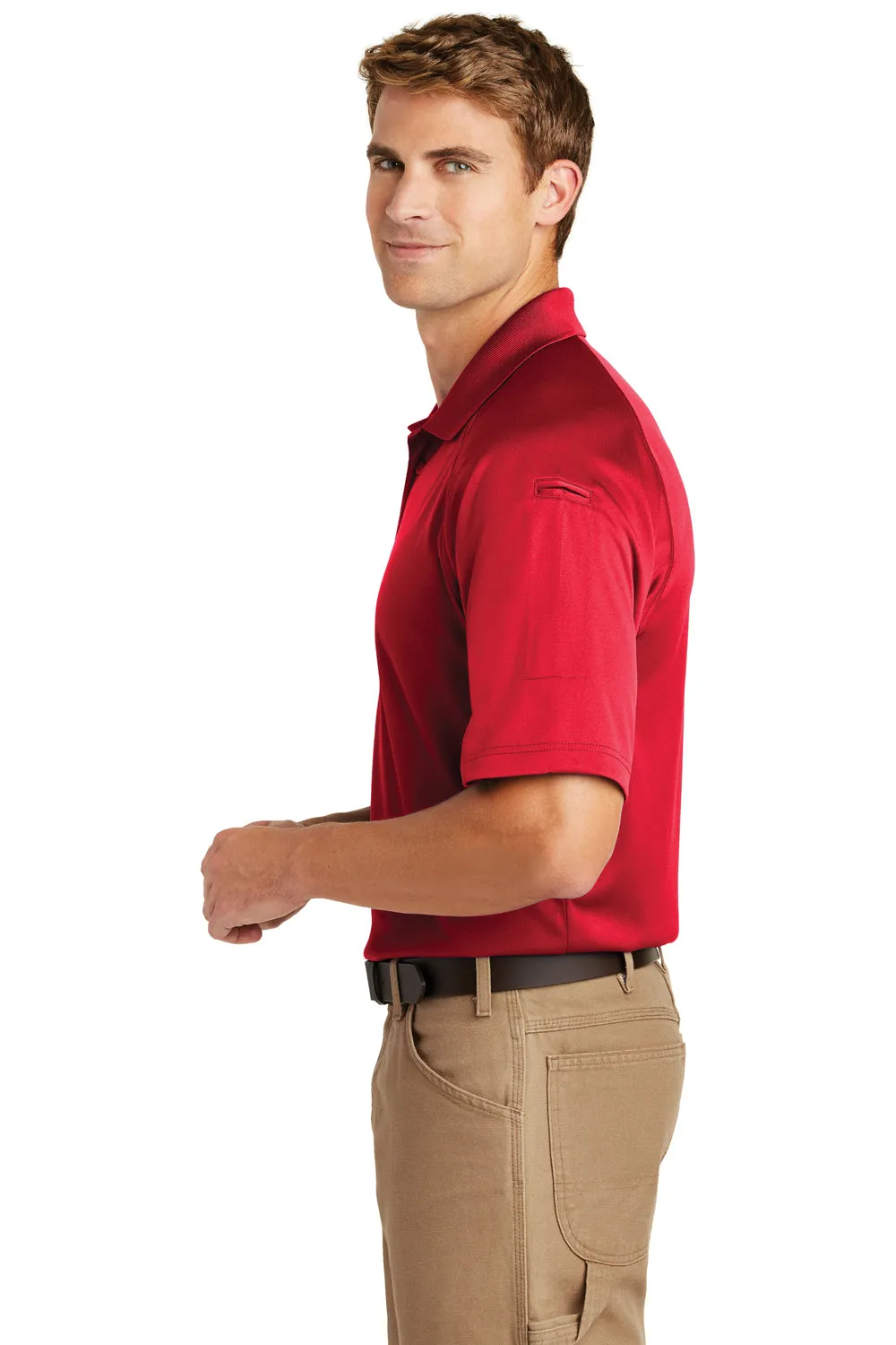 CornerStone Mens Select Tactical Moisture Wicking Short Sleeve Polo Shirt - Red  Cheaper Clothing Cornerstone