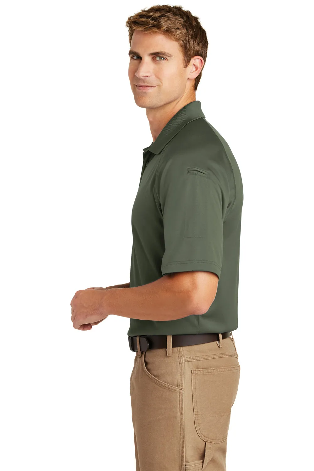 CornerStone Mens Select Tactical Moisture Wicking Short Sleeve Polo Shirt - Tactical Green  Cheaper Clothing Cornerstone