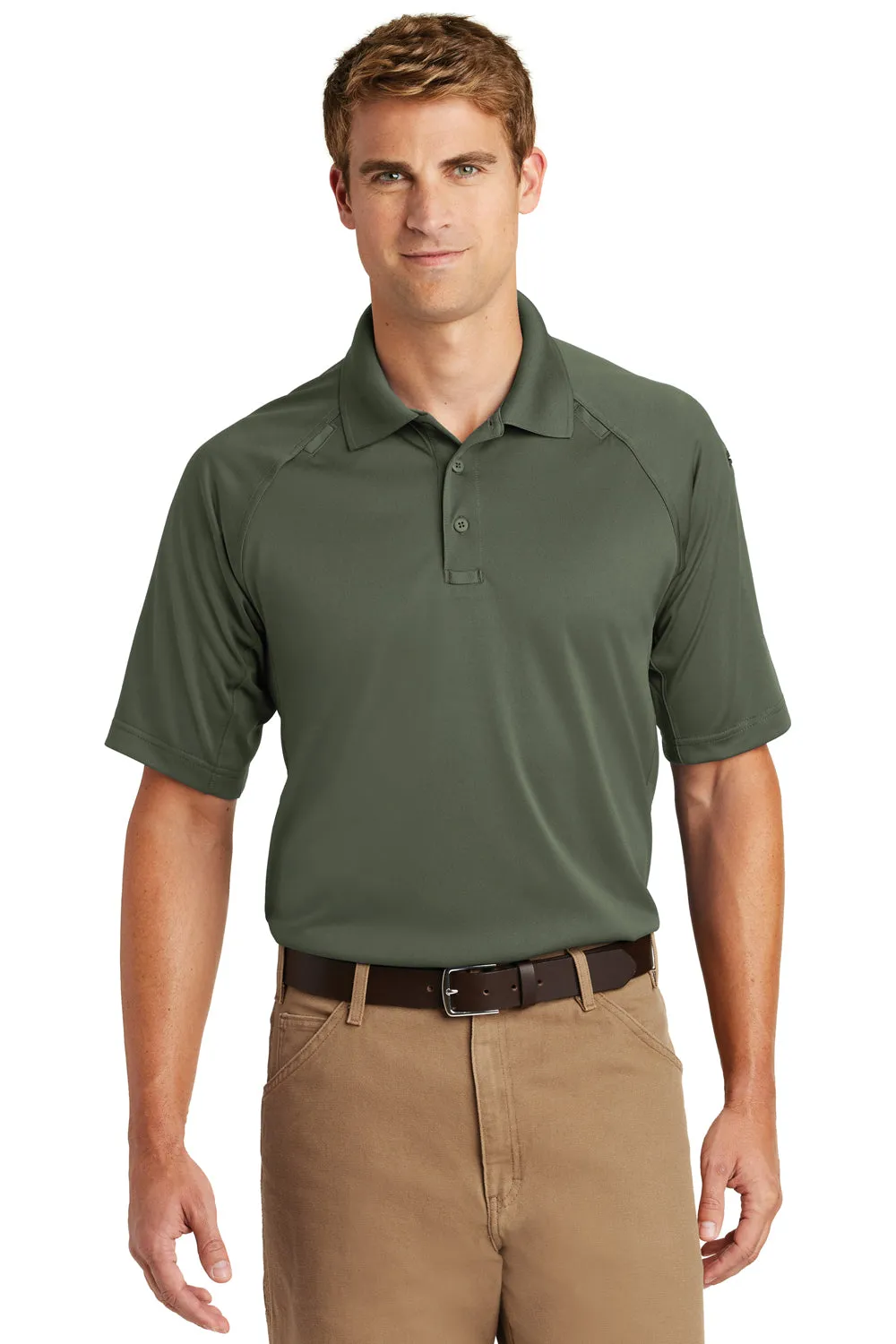 CornerStone Mens Select Tactical Moisture Wicking Short Sleeve Polo Shirt - Tactical Green  Cheaper Clothing Cornerstone