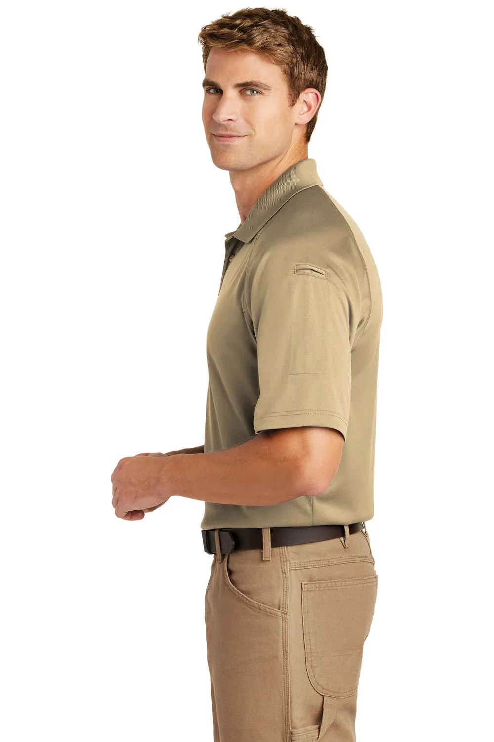 CornerStone Mens Select Tactical Moisture Wicking Short Sleeve Polo Shirt - Tan  Cheaper Clothing Cornerstone