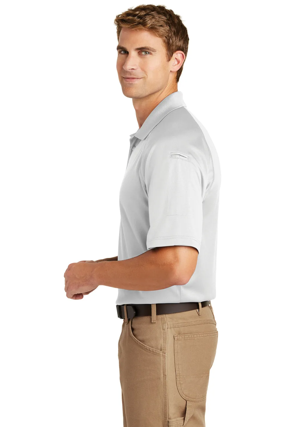 CornerStone Mens Select Tactical Moisture Wicking Short Sleeve Polo Shirt - White  Cheaper Clothing Cornerstone
