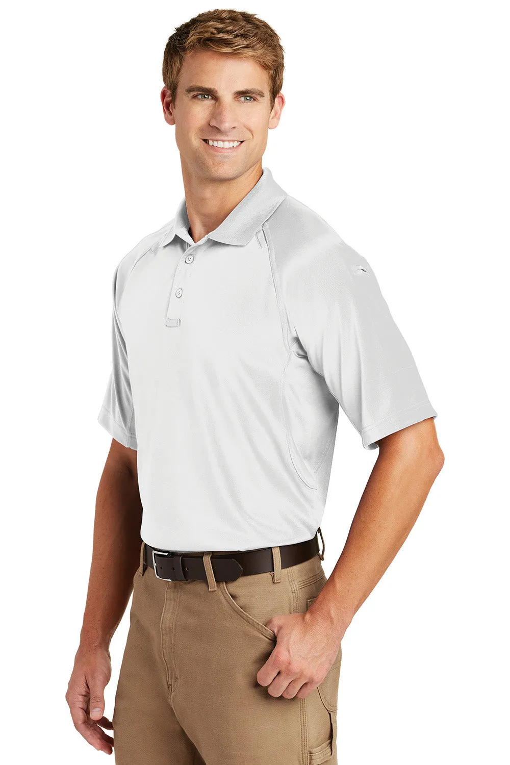 CornerStone Mens Select Tactical Moisture Wicking Short Sleeve Polo Shirt - White  Cheaper Clothing Cornerstone